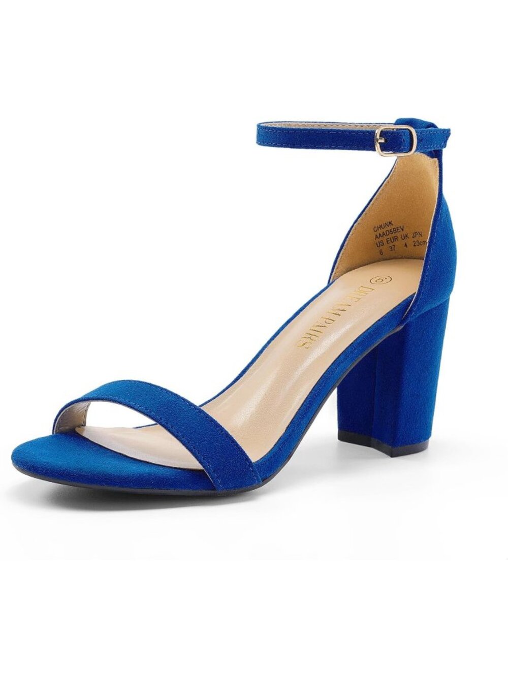 DREAM PAIRS Women's Royal Blue Chunk Low Heel Comfortable Pump Sandals Shoes